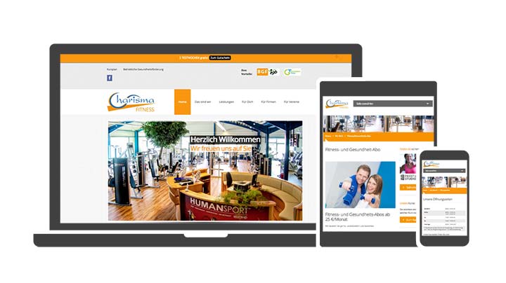 Webdesign Referenz Charisma Sport- und Gesundheitszentrum Fitnesszentrum