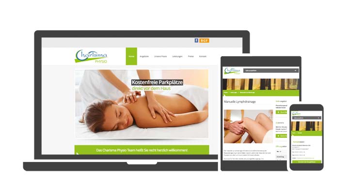 Webdesign Referenz Charisma Sport- und Gesundheitszentrum Physiotherapie